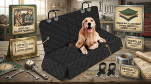 Dog Car Seat Cover Back Seat Cover for Dogs Pet Car Seat Protector Waterproof Bench Car Seat Cover Non-Slip Reat Seat Cover fits Middle Armrest for Most Cars Trucks SUVs - Black