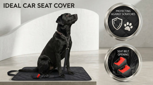 Dog Car Seat Cover Back Seat Cover for Dogs Pet Car Seat Protector Waterproof Bench Car Seat Cover Non-Slip Reat Seat Cover fits Middle Armrest for Most Cars Trucks SUVs - Black