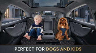 Dog Car Seat Cover Back Seat Cover for Dogs Pet Car Seat Protector Waterproof Bench Car Seat Cover Non-Slip Reat Seat Cover fits Middle Armrest for Most Cars Trucks SUVs - Black