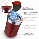 Car Ashtray Auto Ashtray Cigar Electronic Cigarette Lighter Detachable Solar Powered/USB Rechargeable with Lid Blue LED Light for Most Car Cup Holder Home Office (Red)-4