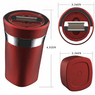Car Ashtray Auto Ashtray Cigar Electronic Cigarette Lighter Detachable Solar Powered/USB Rechargeable with Lid Blue LED Light for Most Car Cup Holder Home Office (Red)