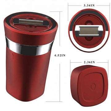 Car Ashtray Auto Ashtray Cigar Electronic Cigarette Lighter Detachable Solar Powered/USB Rechargeable with Lid Blue LED Light for Most Car Cup Holder Home Office (Red) - 0