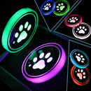 2 Pack LED Cup Holder Lights Dog Paw Car Coaster with 7 Colors Changing USB Charging Mat Luminescent Cup Pad Interior Atmosphere Lamp Decoration Light (Multi)-1