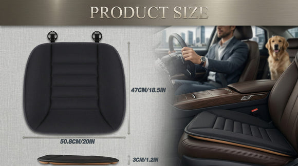 Car Seat Cushion Pad 1.2 Thick Comfort Seat Protector for Car Driver Seat Office Chair Home Use Memory Foam Seat Cushion with Non Slip Bottom 20 x 18.5 Black