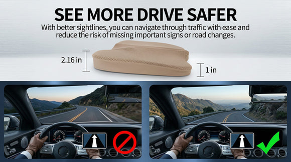 Comfort Memory Foam Seat Cushion for Car Seat Driver Tailbone (Coccyx) Pain Relief Pad for Driving Office Chair (Beige)