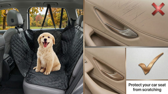 Dog Car Seat Cover with Mesh Window 100% Waterproof Pet Seat Cover for Back Seat Scratchproof Dog Hammock for Cars Trucks SUVs Jeeps Black