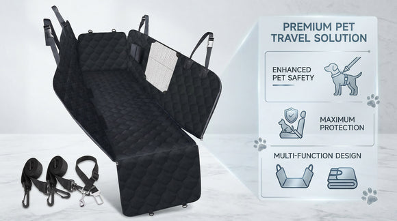 Dog Car Seat Cover with Mesh Window 100% Waterproof Pet Seat Cover for Back Seat Scratchproof Dog Hammock for Cars Trucks SUVs Jeeps Black