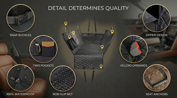 Dog Seat Cover for Back Seat 100% Waterproof with Mesh Window Scratch Prevent Anti-slip Dog Car Hammock Standard