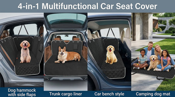 Dog Car Seat Cover for Back Seat 2025 Upgraded 600D Heavy Duty Waterproof & Scratch-Resistant Dog Hammock for Car Back Seat Pet Cover for Dogs with Sedan Trucks and SUVs Standard Black