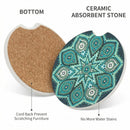 4 Pack 2.56 Car Coasters for Drinks Absorbent Mandala Ceramic Cup Holder Coaster for Your Car with Fingertip Grip Removable Cute Auto Accessories Keep Vehicle Clean for Women & Girls-4