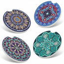 4 Pack 2.56 Car Coasters for Drinks Absorbent Mandala Ceramic Cup Holder Coaster for Your Car with Fingertip Grip Removable Cute Auto Accessories Keep Vehicle Clean for Women & Girls-3