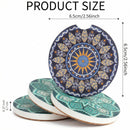 4 Pack 2.56 Car Coasters for Drinks Absorbent Mandala Ceramic Cup Holder Coaster for Your Car with Fingertip Grip Removable Cute Auto Accessories Keep Vehicle Clean for Women & Girls-2