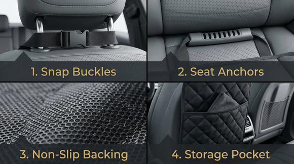 Waterproof Front Seat Car Cover 2 Pack Full Protection Dog Car Seat Cover with Side Flaps Nonslip Scratchproof Captain Chair Seat Cover Fits for Cars Trucks SUVs Jeep Black