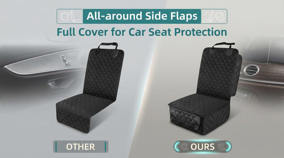 Waterproof Front Seat Car Cover 2 Pack Full Protection Dog Car Seat Cover with Side Flaps Nonslip Scratchproof Captain Chair Seat Cover Fits for Cars Trucks SUVs Jeep Black
