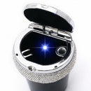 Bling Car Ashtray Bling Portable Cigarette Smokeless Cylinder Cup Holder with Blue LED Light Indicator Car Accessories for Women Ideal for Car Home and Office Black.-6