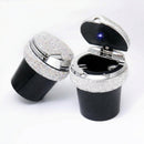 Bling Car Ashtray Bling Portable Cigarette Smokeless Cylinder Cup Holder with Blue LED Light Indicator Car Accessories for Women Ideal for Car Home and Office Black.-2