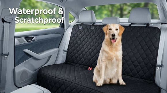 Waterproof Scratchproof Pet Bench Seat Covers for Cars Trucks SUVs Nonslip Durable Back Seat Cover for Dogs Washable Backseat Protection Black
