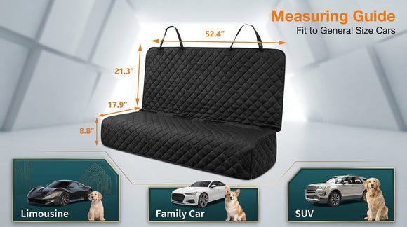 Waterproof Scratchproof Pet Bench Seat Covers for Cars Trucks SUVs Nonslip Durable Back Seat Cover for Dogs Washable Backseat Protection Black
