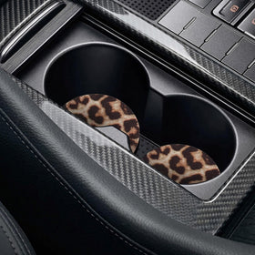Car Cup Drink Holder Coaster 2 Pack Car Coasters for Cup Holders Cute Vehicle Accessories for Women and Girl (Leopard)