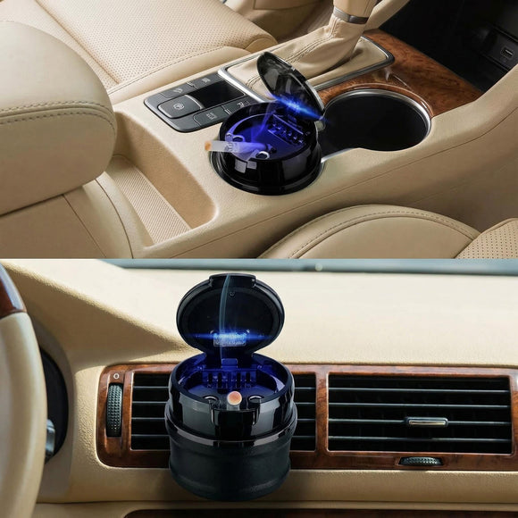 Car Ashtray with Lid Easy Clean Up Detachable Auto Ashtray LED for Most Car/Air Vent Cup Holder Home Office