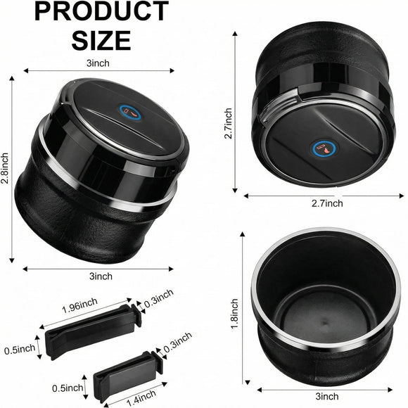 Car Ashtray with Lid Easy Clean Up Detachable Auto Ashtray LED for Most Car/Air Vent Cup Holder Home Office