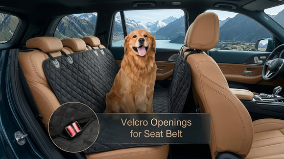Dog Car Seat Cover with Storage Pockets Mesh Visual Window Waterproof Nonslip Heavy Duty Scratchproof Pet Dog Back Seat Cover Hammock for Cars Trucks and SUVs