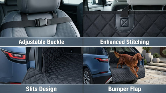 SUV Cargo Liner for Dogs Waterproof Pet Cargo Cover Dog Seat Mat for SUVs Sedans Vans with Bumper Flap Protector Non-Slip Large Size Universal Fit Black
