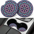 Car Cup Drink Holder Coaster 2 Pack Car Coasters for Cup Holders Cute Vehicle Accessories for Women and Girl (Mandala)-1