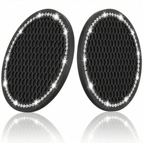 Car Cup Holder Coaster Insert 2 Pack Universal Auto Anti Slip Bling Crystal Rhinestone Car Interior Accessories-Black