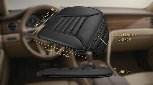 Premium Car Seat Cushion Driver Cushion with Comfort Memory Foam & Non-Slip Rubber Bottom Car Seat Pad Works with 95% of Vehicles and Office Chair or Home (Black)