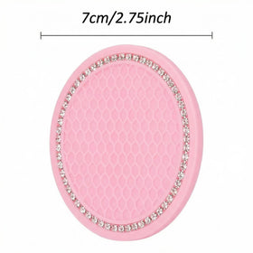 2 Pack Bling Car Coasters 2.75 Inch Soft Rubber Cup Holder Pad Set Round Auto Cup Holder Insert Drink Coaster Car Interior Accessories - 0