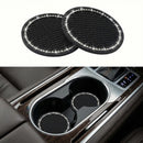 yousheng 2PCS Bling Car Cup Coaster Universal Vehicle Bling Holder Insert 2.75 inch Rhinestone Anti Slip Silicone Insert Suitable for Most Car Interior Best Gift Car Bling for Women Black 2 Pack-7