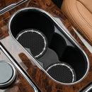 yousheng 2PCS Bling Car Cup Coaster Universal Vehicle Bling Holder Insert 2.75 inch Rhinestone Anti Slip Silicone Insert Suitable for Most Car Interior Best Gift Car Bling for Women Black 2 Pack-1