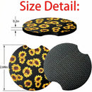 2 Pack Car Coasters for Drinks Absorbent - 2.75 Inch Cute Car Cup Holder Coasters for Women Removable Cup Holder Coaster for Your Car Car Interior Accessories for Women & Girls (Sunflower)-6