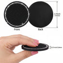 2PCS Bling Car Cup Coaster 2.75 Inch Auto Cup Holder Insert Coasters Silicone Anti-Slip Crystal Rhinestone Drink Mat Universal Vehicle Interior Accessories for Women Girls (Black)-4