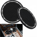 2PCS Bling Car Cup Coaster 2.75 Inch Auto Cup Holder Insert Coasters Silicone Anti-Slip Crystal Rhinestone Drink Mat Universal Vehicle Interior Accessories for Women Girls (Black)-3