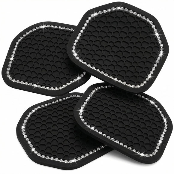 4 Pcs Bling Car Coasters Cup Holder Coasters for Car Cup Holder Inserts Compatible with Wrangler 2018-2022 Jl Jlu 2020-2022 Gladiator Jt Cup Mat Pad Interior Decoration Accessories 2 Styles