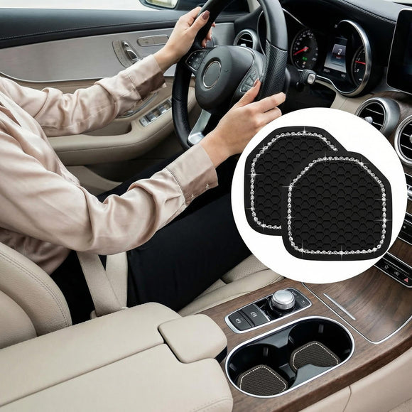 4 Pcs Bling Car Coasters Cup Holder Coasters for Car Cup Holder Inserts Compatible with Wrangler 2018-2022 Jl Jlu 2020-2022 Gladiator Jt Cup Mat Pad Interior Decoration Accessories 2 Styles