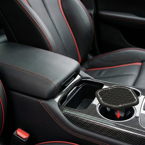 4 Pcs Bling Car Coasters Cup Holder Coasters for Car Cup Holder Inserts Compatible with Wrangler 2018-2022 Jl Jlu 2020-2022 Gladiator Jt Cup Mat Pad Interior Decoration Accessories 2 Styles