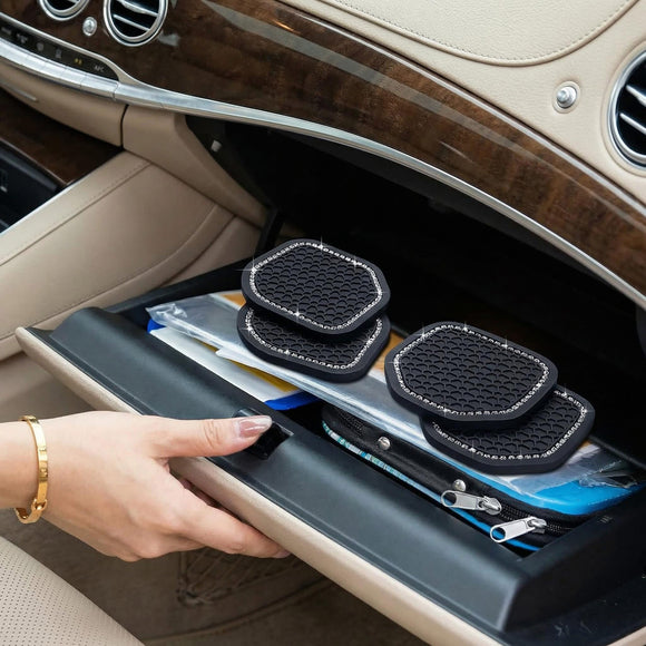 4 Pcs Bling Car Coasters Cup Holder Coasters for Car Cup Holder Inserts Compatible with Wrangler 2018-2022 Jl Jlu 2020-2022 Gladiator Jt Cup Mat Pad Interior Decoration Accessories 2 Styles