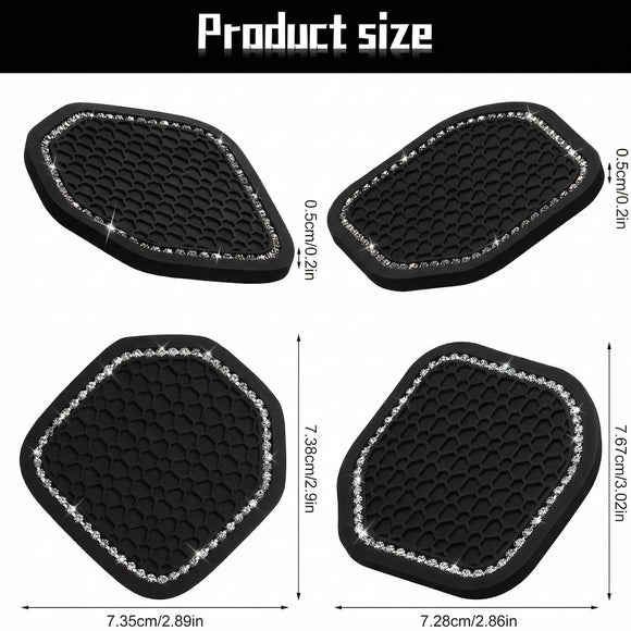 4 Pcs Bling Car Coasters Cup Holder Coasters for Car Cup Holder Inserts Compatible with Wrangler 2018-2022 Jl Jlu 2020-2022 Gladiator Jt Cup Mat Pad Interior Decoration Accessories 2 Styles