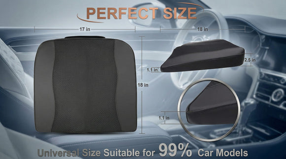 Car Seat Cushion Comfort Memory Foam Car Cushions for Driving - Sciatica & Lower Back Pain Relief Driver Seat Pillow for Auto Office Chair Wheelchair - Black