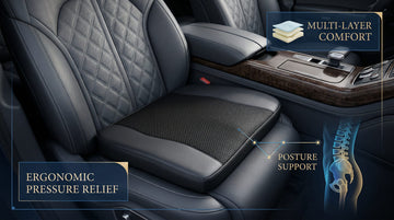 Car Seat Cushion Comfort Memory Foam Car Cushions for Driving - Sciatica & Lower Back Pain Relief Driver Seat Pillow for Auto Office Chair Wheelchair - Black