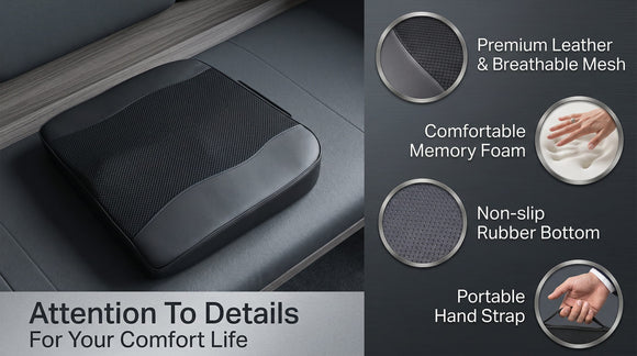 Car Seat Cushion Comfort Memory Foam Car Cushions for Driving - Sciatica & Lower Back Pain Relief Driver Seat Pillow for Auto Office Chair Wheelchair - Black