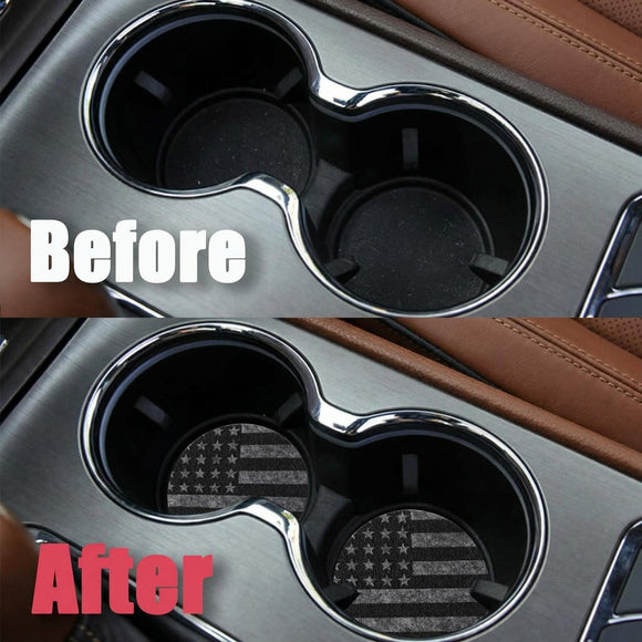 Car Cup Holder CoastersCute Car Accessories for Women and Lady2 Pack 2.95inchUniversal Non Slip Cup Holder Insert Coaster (Gray Flag)