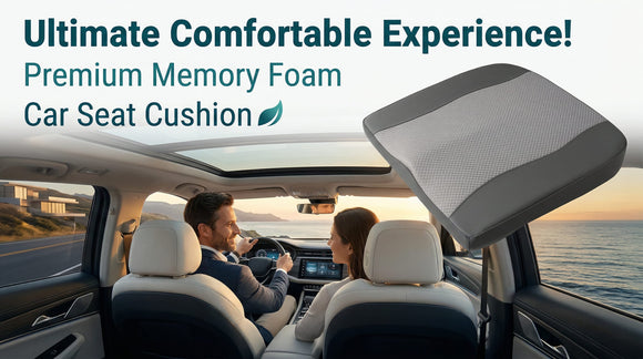 Car Seat Cushion Comfort Memory Foam Car Cushions for Driving - Sciatica & Lower Back Pain Relief Driver Seat Pillow for Auto Office Chair Wheelchair - Dark Grey