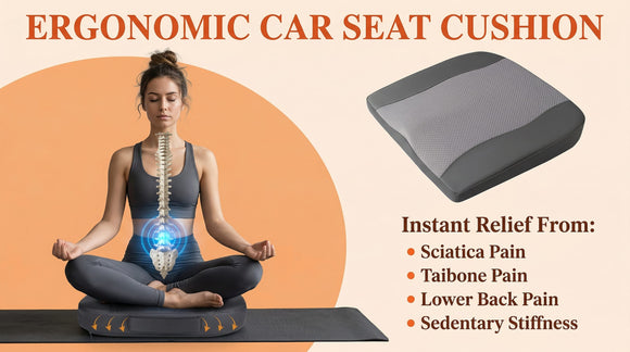 Car Seat Cushion Comfort Memory Foam Car Cushions for Driving - Sciatica & Lower Back Pain Relief Driver Seat Pillow for Auto Office Chair Wheelchair - Dark Grey