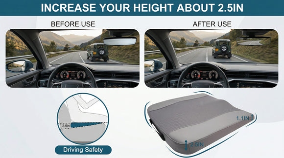 Car Seat Cushion Comfort Memory Foam Car Cushions for Driving - Sciatica & Lower Back Pain Relief Driver Seat Pillow for Auto Office Chair Wheelchair - Gray