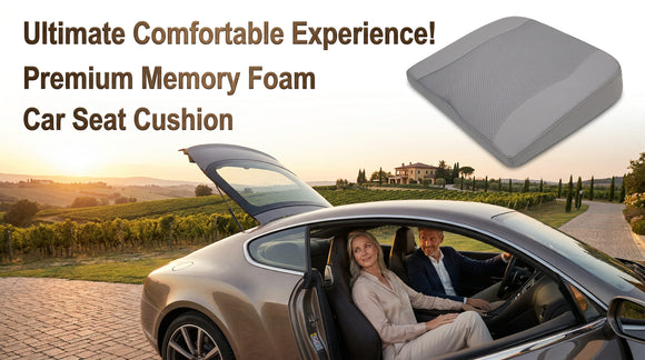 Car Seat Cushion Comfort Memory Foam Car Cushions for Driving - Sciatica & Lower Back Pain Relief Driver Seat Pillow for Auto Office Chair Wheelchair - Gray