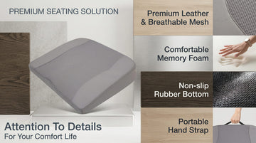 Car Seat Cushion Comfort Memory Foam Car Cushions for Driving - Sciatica & Lower Back Pain Relief Driver Seat Pillow for Auto Office Chair Wheelchair - Gray - 0